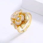 Classic 18k Golden Flower Enamel Ring