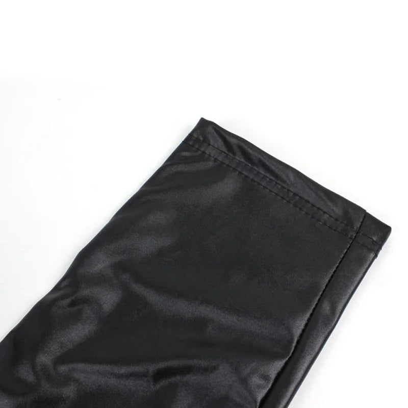 PU Leather Stretch Skinny Zipper Knee Legging