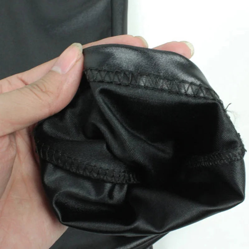 PU Leather Stretch Skinny Zipper Knee Legging