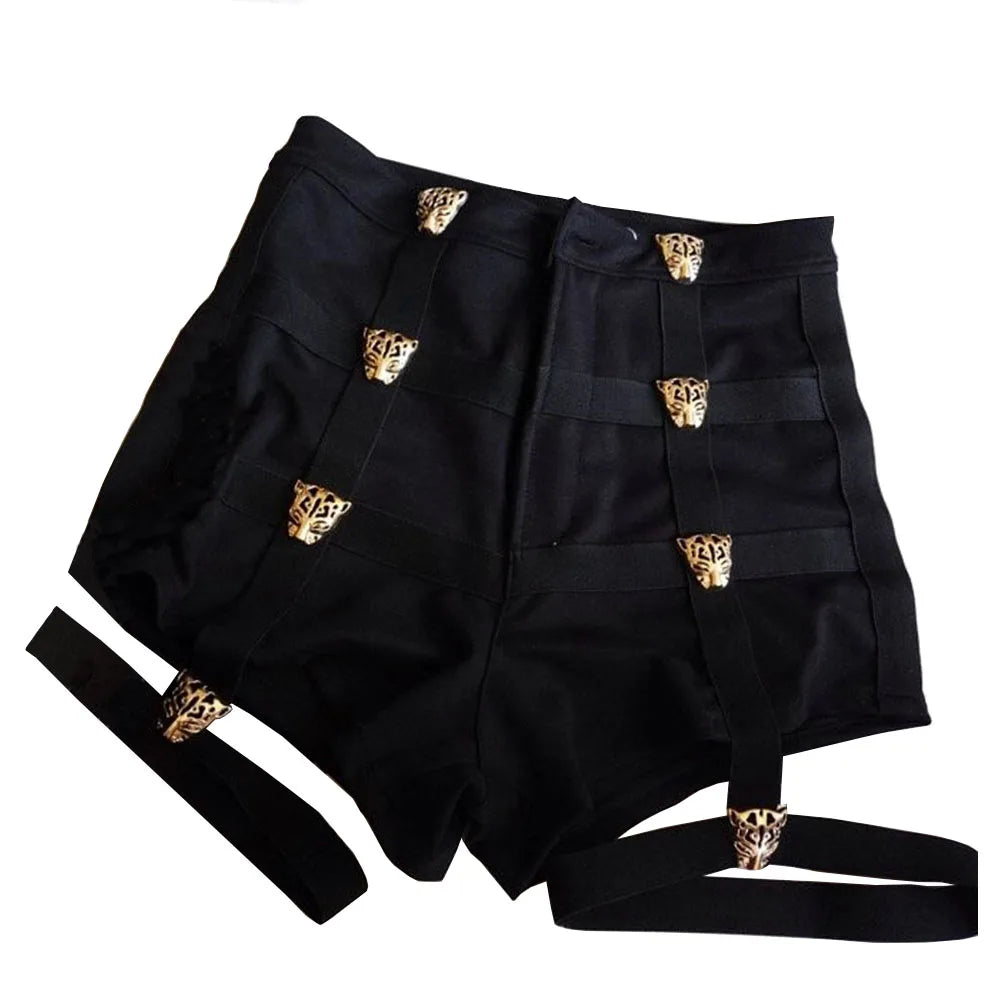 High Waist Bandage Hollow Out Shorts