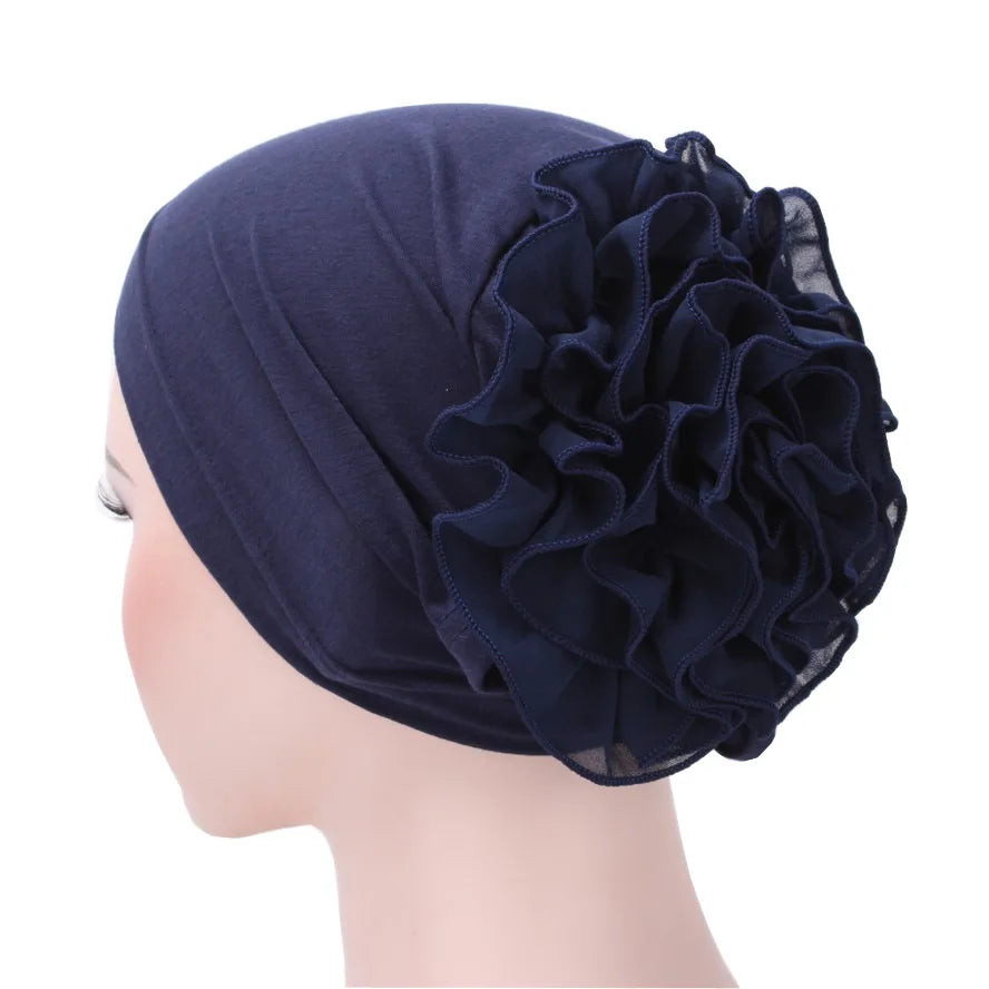 2026 New Fashion Solid Color Muslim Turban Hijab Caps Cotton Chiffon Flowers Arab Wrap Inner Hijabs Bonnet Islamic Headdress