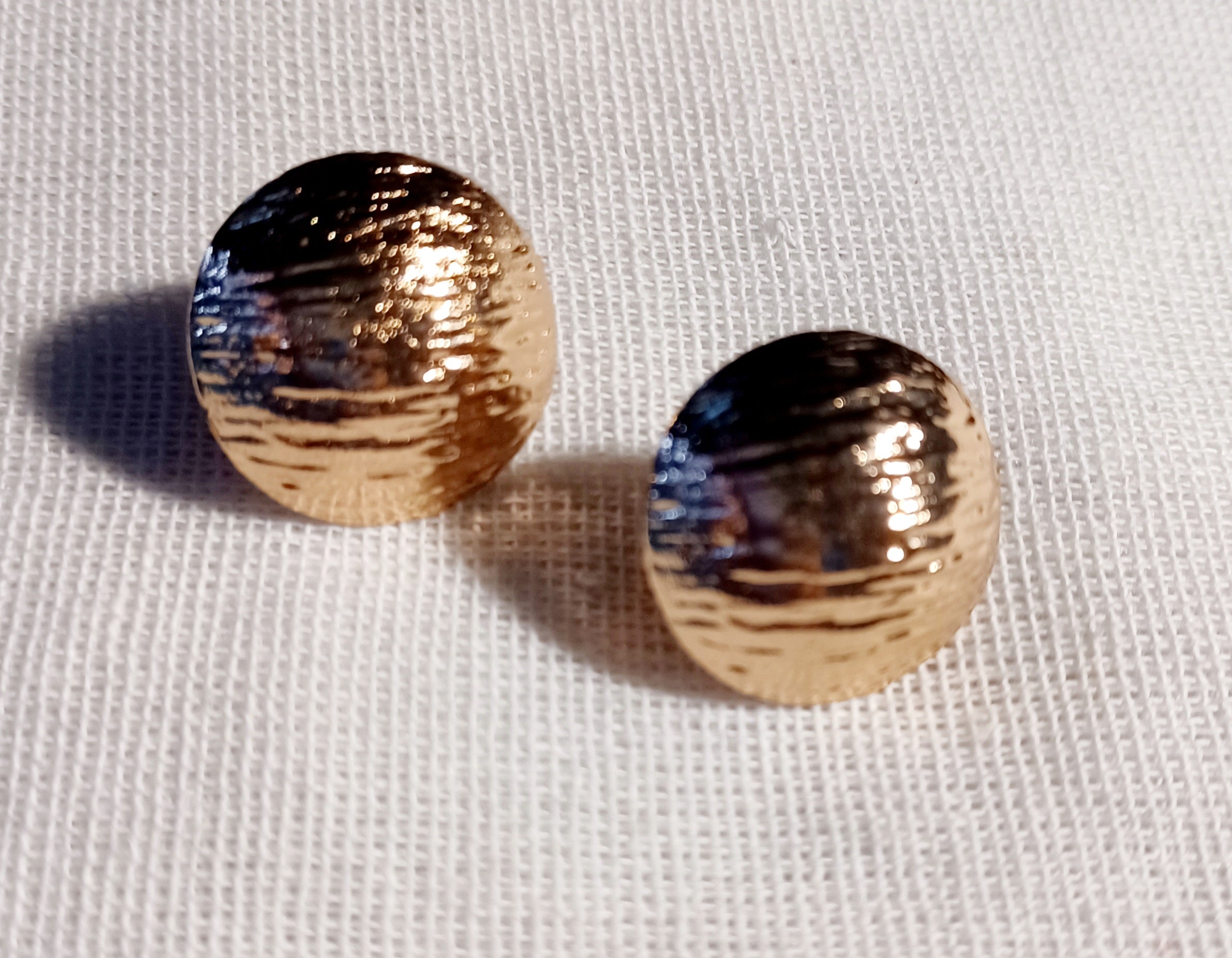 Hammered gold ball clip on Earrings