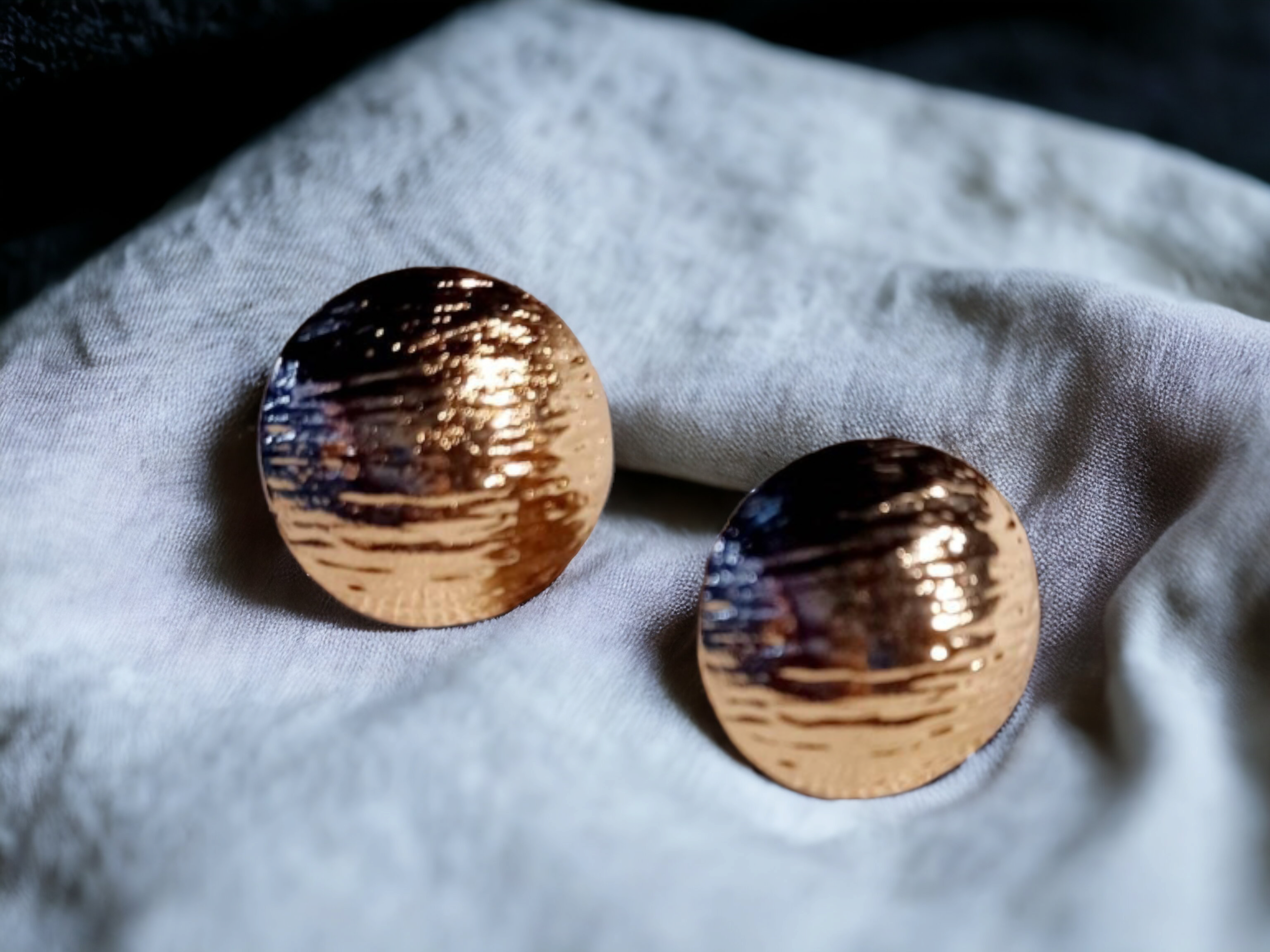 Hammered gold ball clip on Earrings