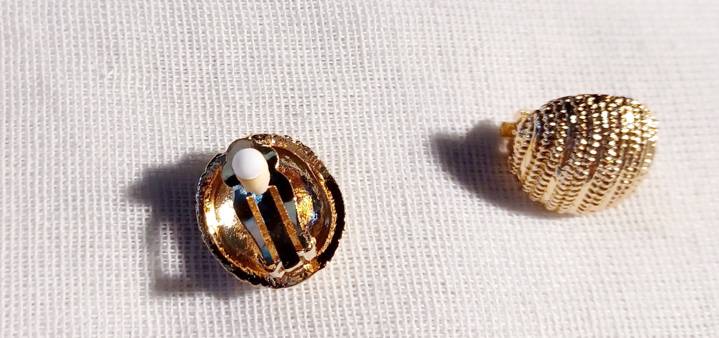 Hammered gold ball clip on Earrings