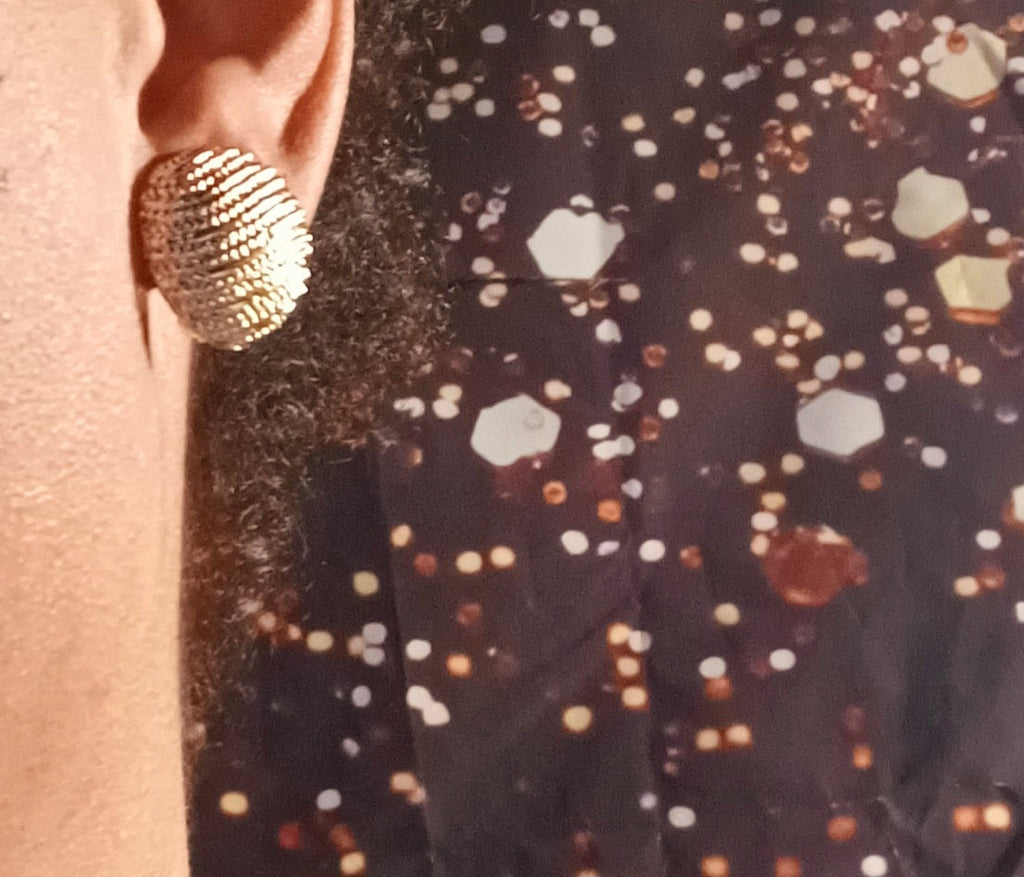 Hammered gold ball clip on Earrings