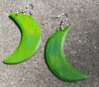 Hand carved  Crescent Moon Earrings