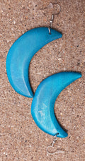 Hand carved  Crescent Moon Earrings