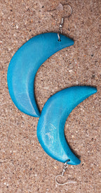 Hand carved  Crescent Moon Earrings