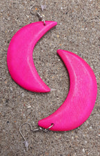 Hand carved  Crescent Moon Earrings