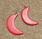 Hand carved  Crescent Moon Earrings