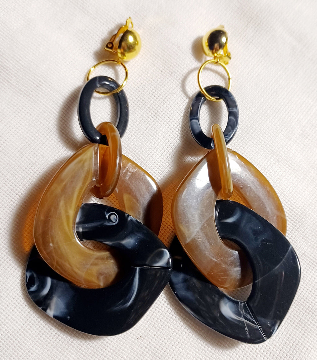 Handmade Acrylic Chain Clip On Earrings