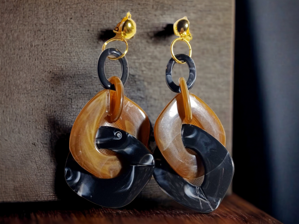 Handmade Acrylic Chain Clip On Earrings