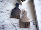 Handmade Natural Wood Afro Pick Earrings