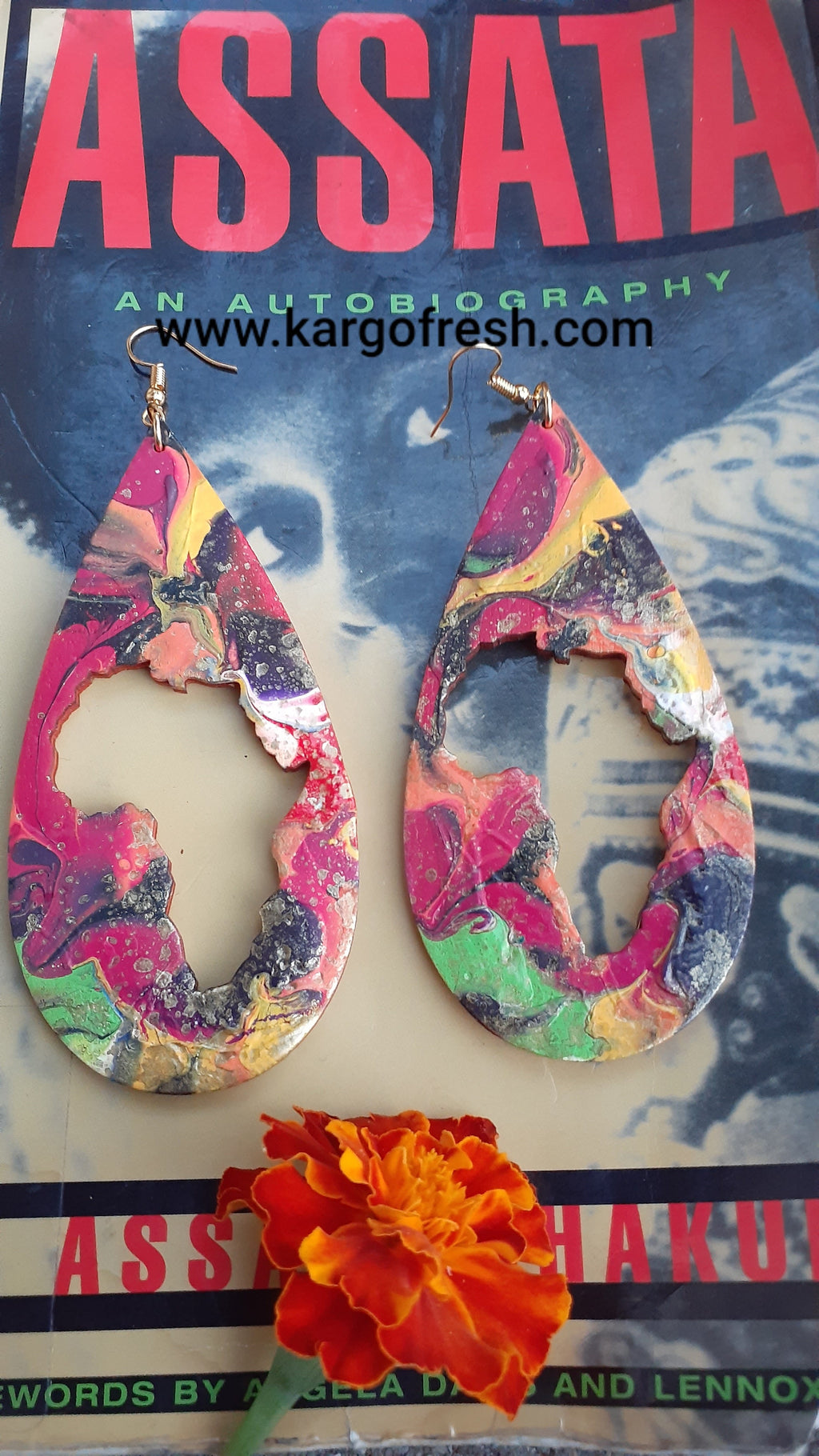 Handpainted Abstract Africa Wooden Earrings