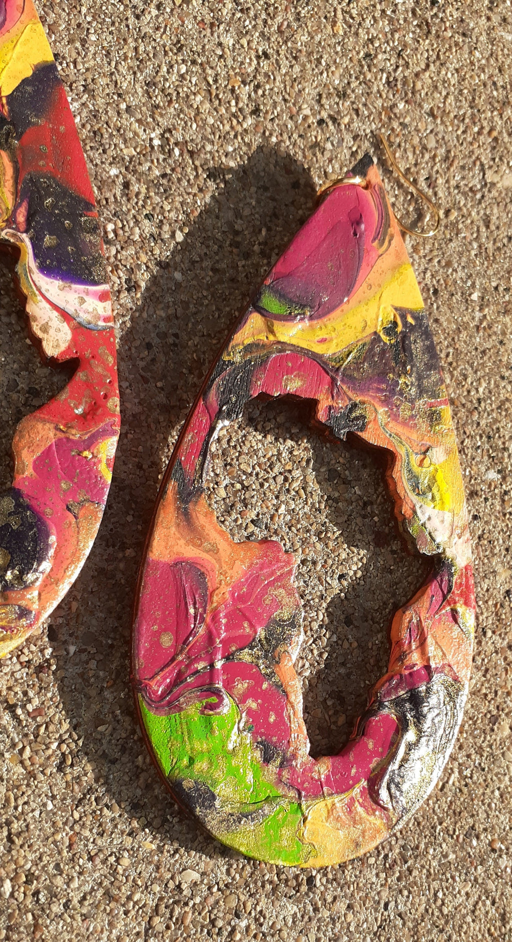 Handpainted Abstract Africa Wooden Earrings