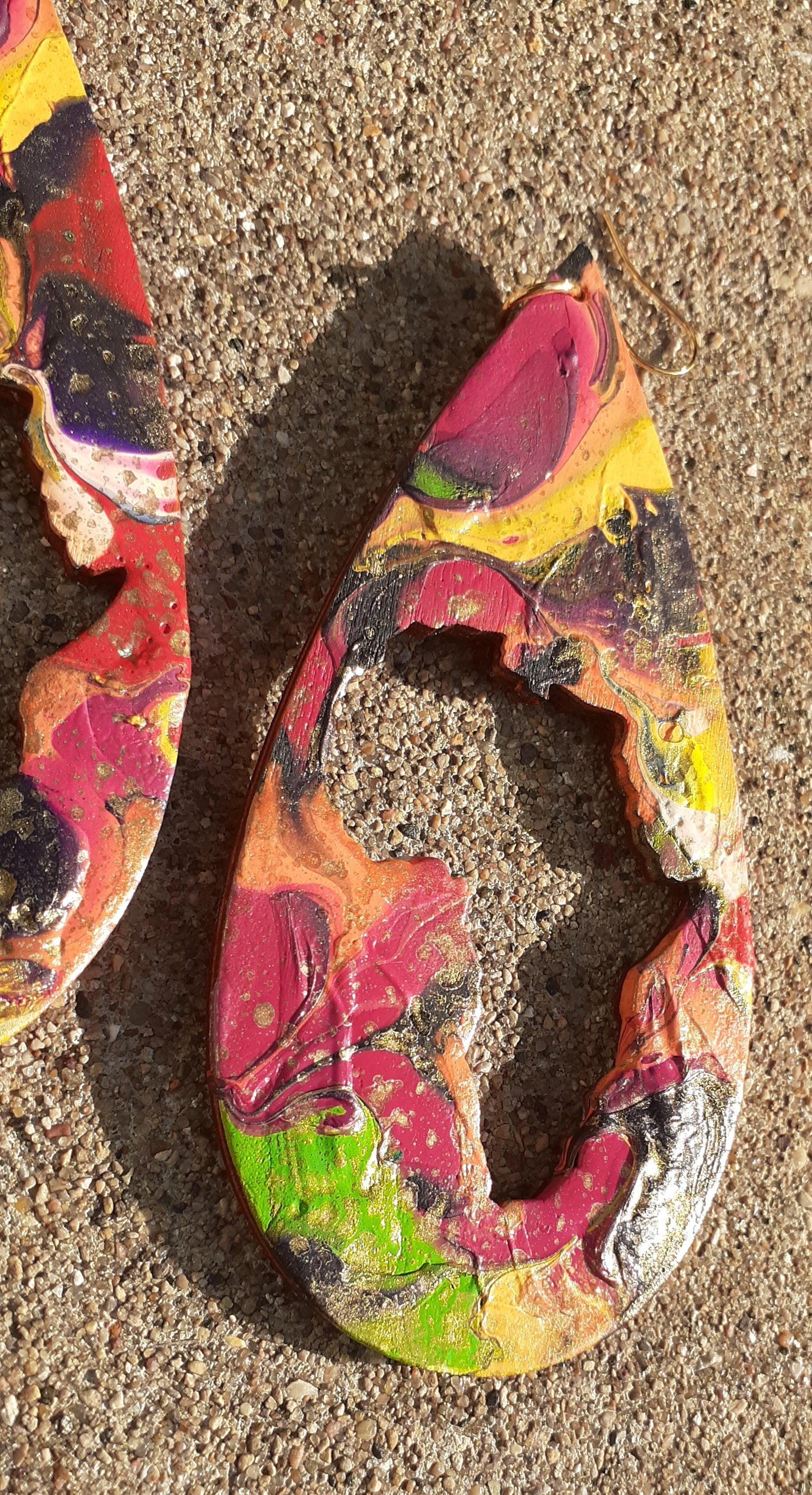 Handpainted Abstract Africa Wooden Earrings