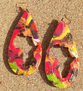 Handpainted Abstract Africa Wooden Earrings