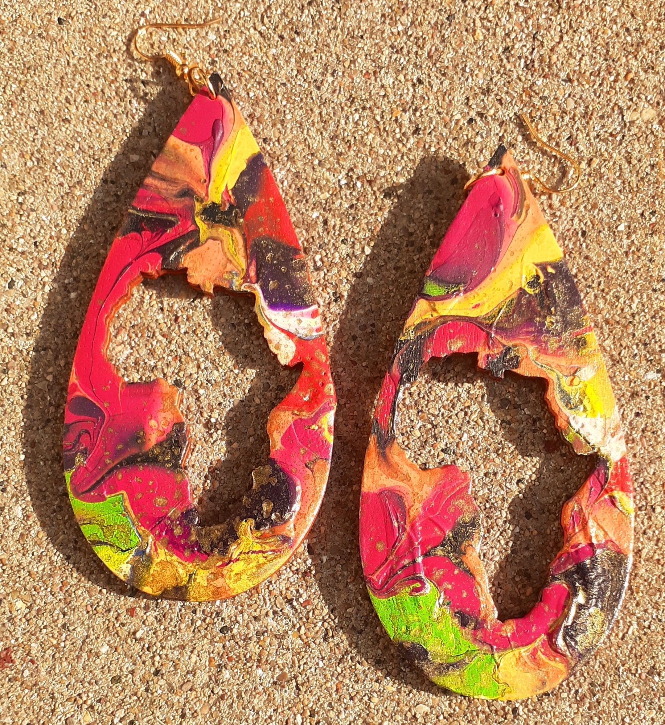 Handpainted Abstract Africa Wooden Earrings
