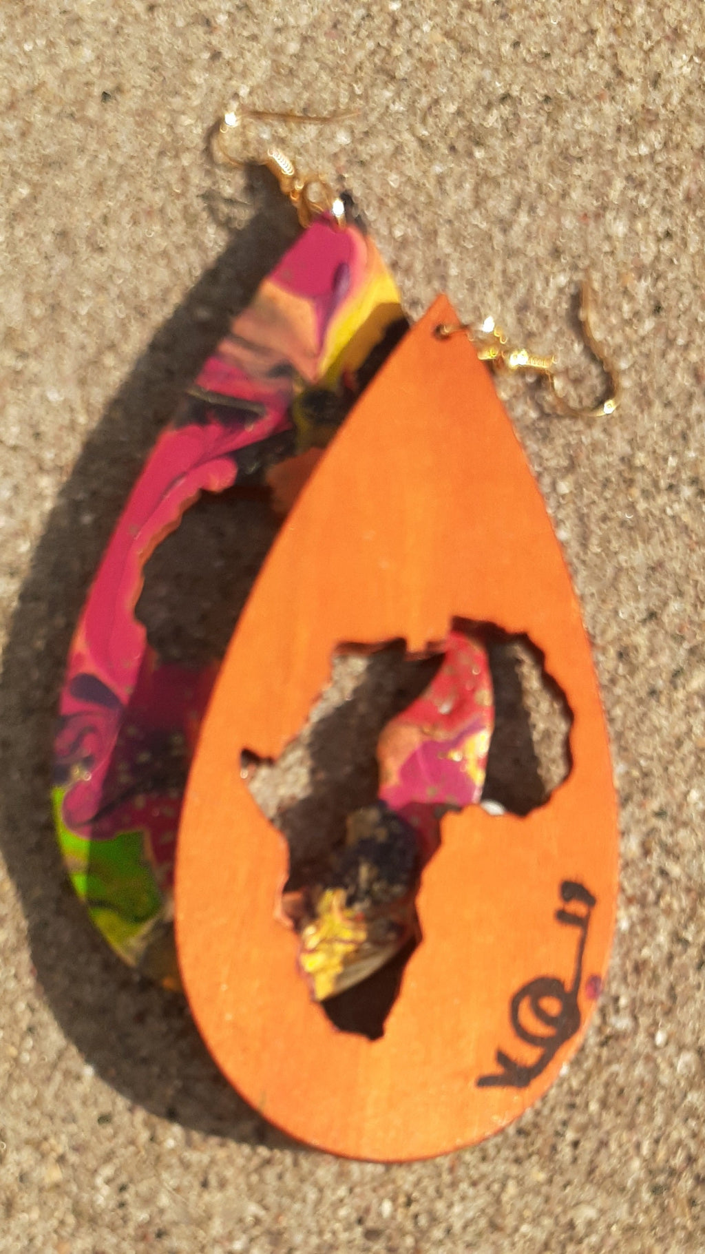 Handpainted Abstract Africa Wooden Earrings