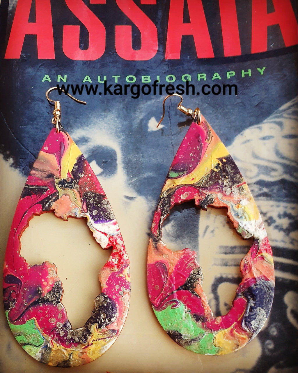 Handpainted Abstract Africa Wooden Earrings