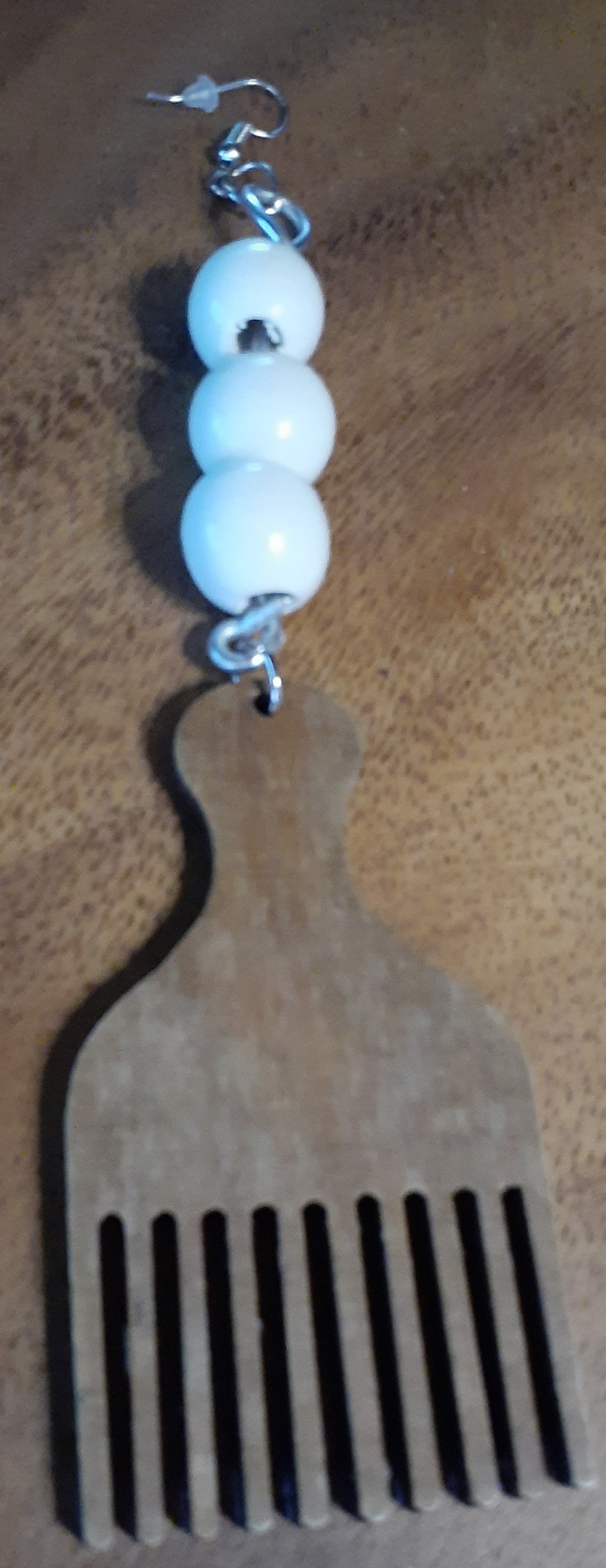 Handpainted Wooden Afro Pick Earrings
