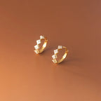 925 Sterling Silver Geometric Diamond Pavé CZ Zircon Charm Hoop Earrings