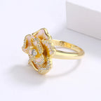 Classic 18k Golden Flower Enamel Ring