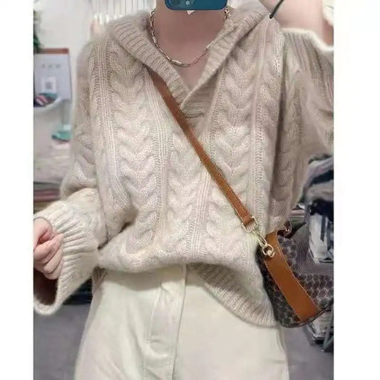 Hooded Pullover Pure Cashmere Sweater