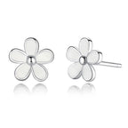 925 Sterling Silver White Daisy Stud Earrings