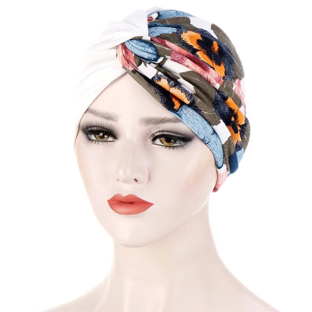 Twist Knot Muslim Women Print Indian Chemo Cap Bonnet Turban Underscarf Cancer Beanies Islamic Arab Strech Femme Headwear Scarf
