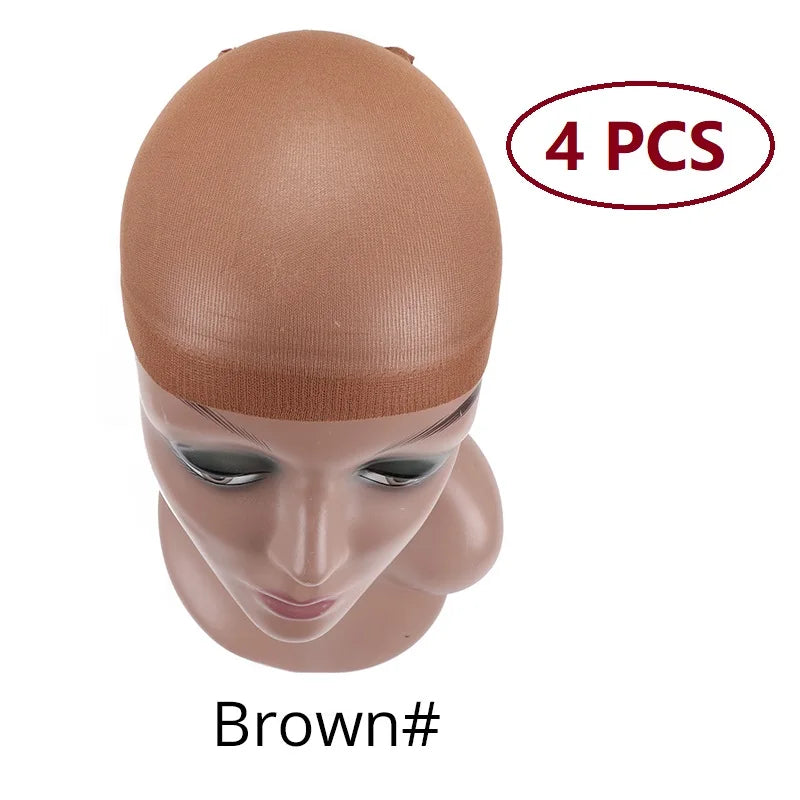 Nunify 6 Colors Beige Brown Black Nylon Wig Caps For Women 2Pcs Stocking Wig Caps Stretchy Nylon Close End Wig Cap