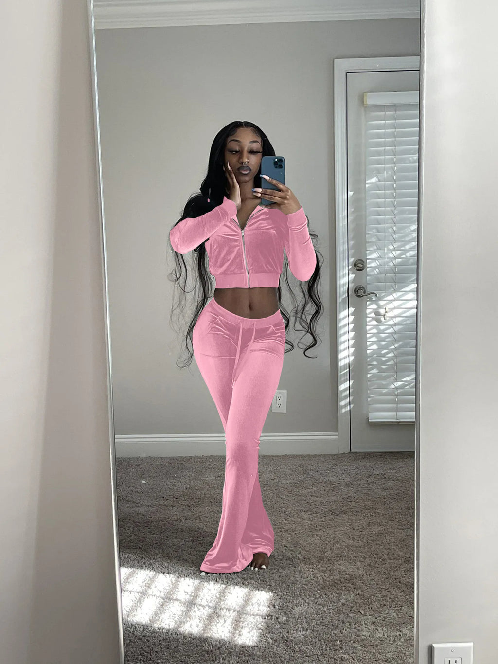 Solid Velour Two Piece Set