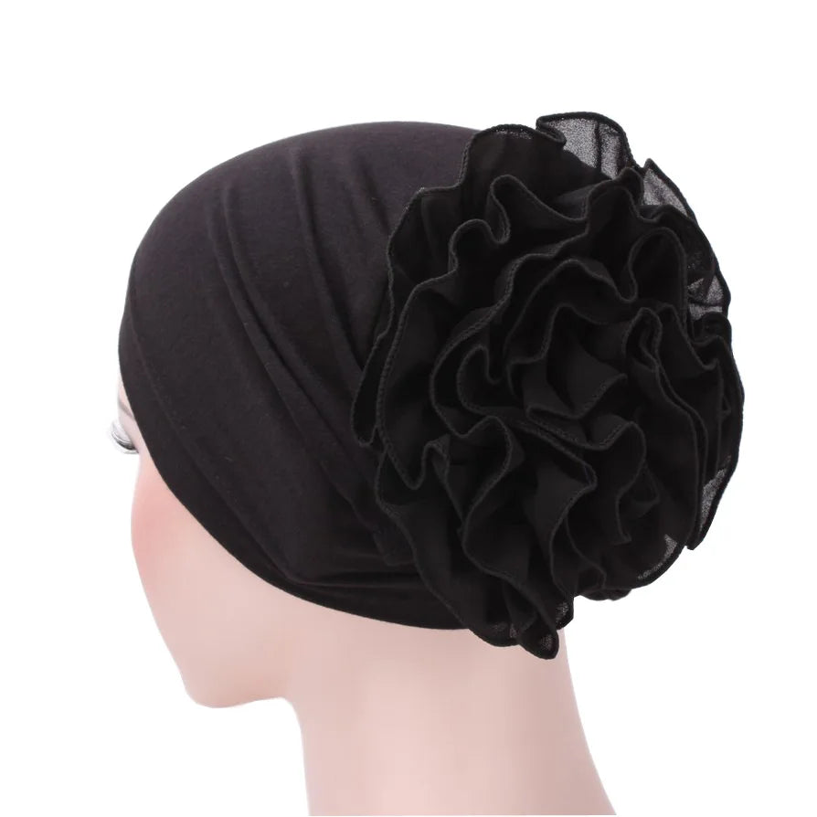 2026 New Fashion Solid Color Muslim Turban Hijab Caps Cotton Chiffon Flowers Arab Wrap Inner Hijabs Bonnet Islamic Headdress