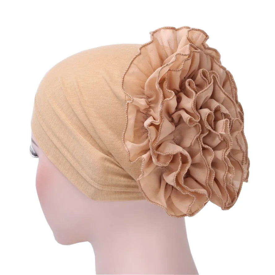 2026 New Fashion Solid Color Muslim Turban Hijab Caps Cotton Chiffon Flowers Arab Wrap Inner Hijabs Bonnet Islamic Headdress