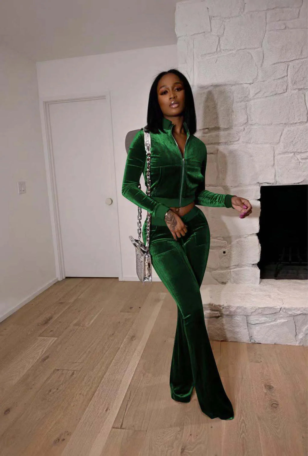 Solid Velour Two Piece Set