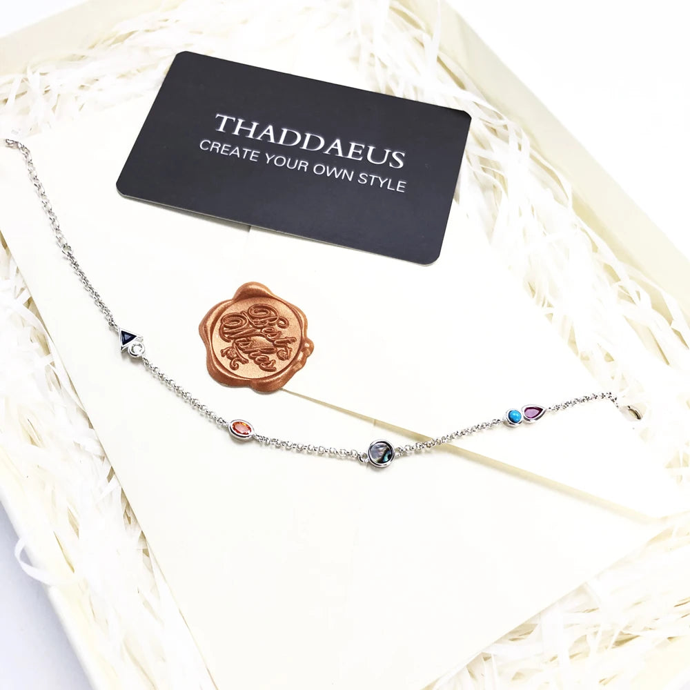 Bracelet Colourful Stones Playful Link Chain 925 Sterling Silver