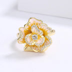 Classic 18k Golden Flower Enamel Ring