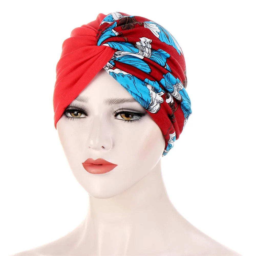 Twist Knot Muslim Women Print Indian Chemo Cap Bonnet Turban Underscarf Cancer Beanies Islamic Arab Strech Femme Headwear Scarf