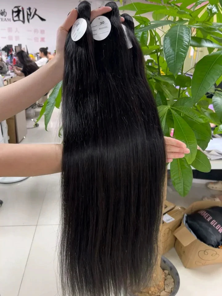 Indan Wavy Curl Human Hair Bundles 30 Inch Raw Vietnamese Hair Virgin Straight Kinky Wholesale Cuticle Aligned Hair for Women