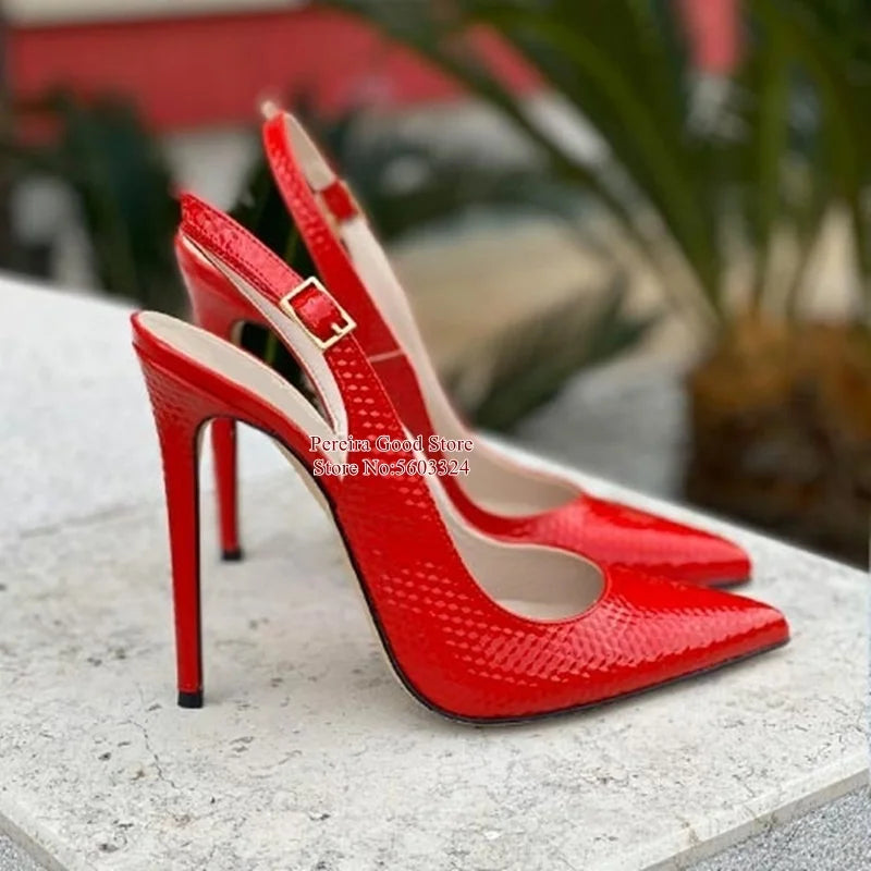 Snakeskin Slingback Pumps