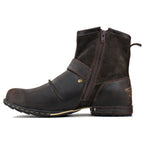 OSSTONE Moto Boots for Men Vintage Zipper-up Retro Leather Chukka Boots Distressed Rock n roll Bike Shoes Punk Boots OS-5008-1-D