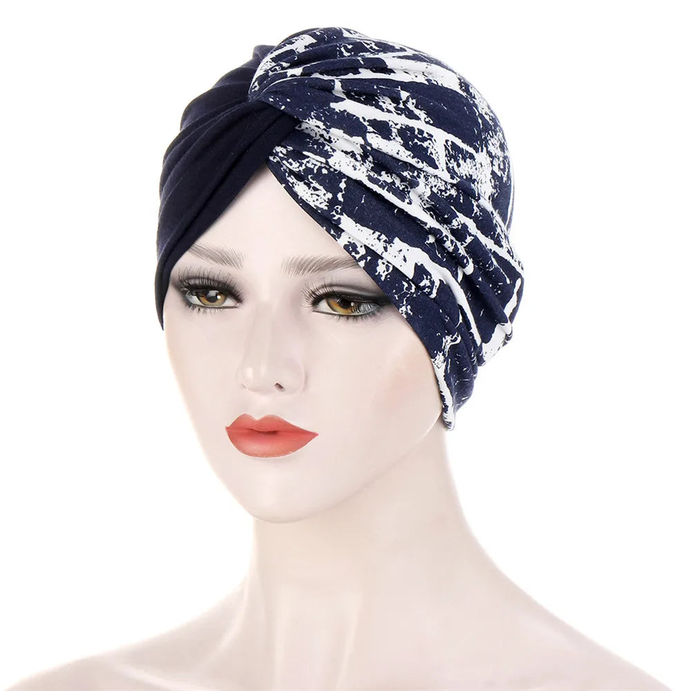 Twist Knot Muslim Women Print Indian Chemo Cap Bonnet Turban Underscarf Cancer Beanies Islamic Arab Strech Femme Headwear Scarf