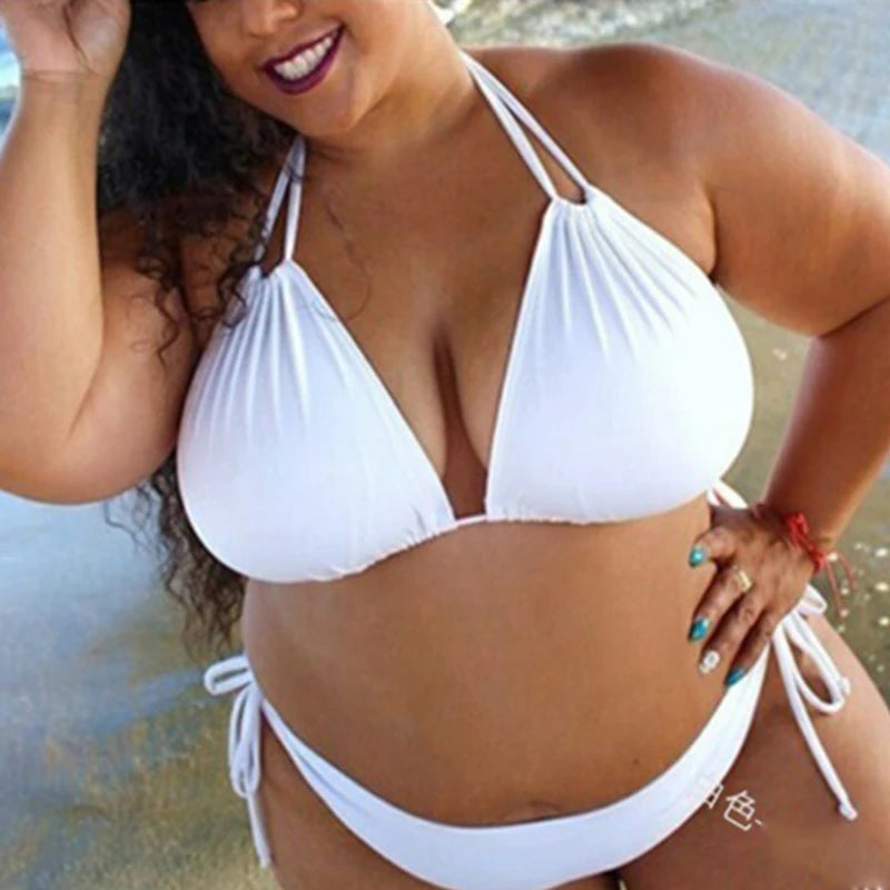 Solid Color Straps Halter Bikini