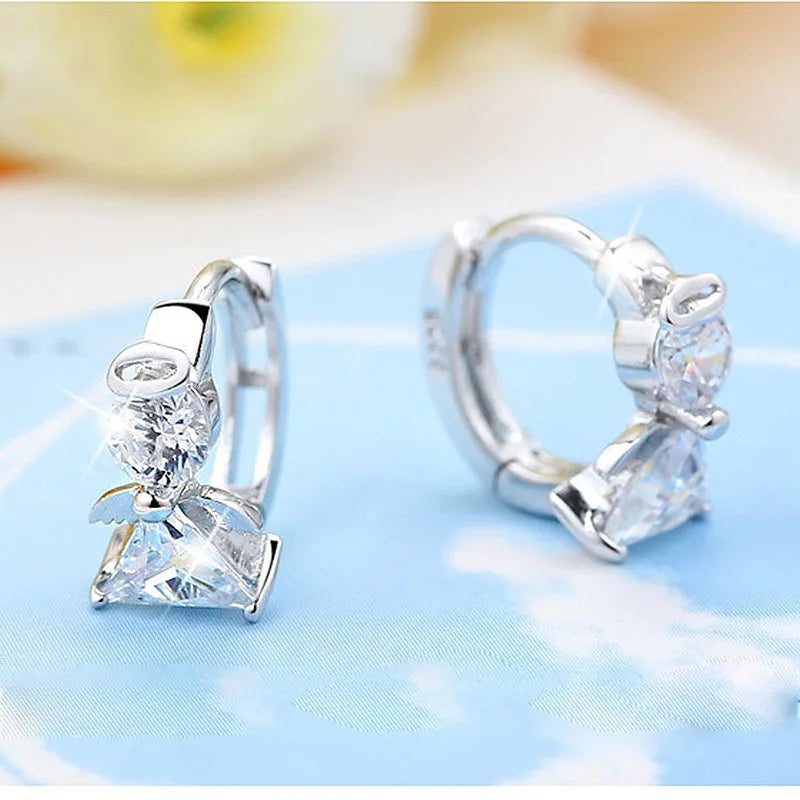 Angel Design 925 Sterling Silver Stud Earrings