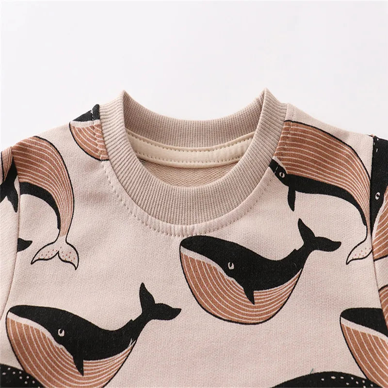 Whale Print Long Sleeve Sweatshirt