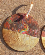 Huge 7 inch Abstract handpainted Wooden Earrings