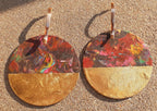 Huge 7 inch Abstract handpainted Wooden Earrings