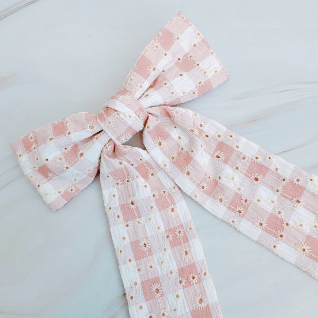 Daisy Picnic Gingham Bow Hair Clip