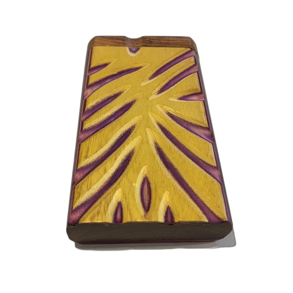 4" Carved Wood Swivel Cap Dugout - Yellow/Purple