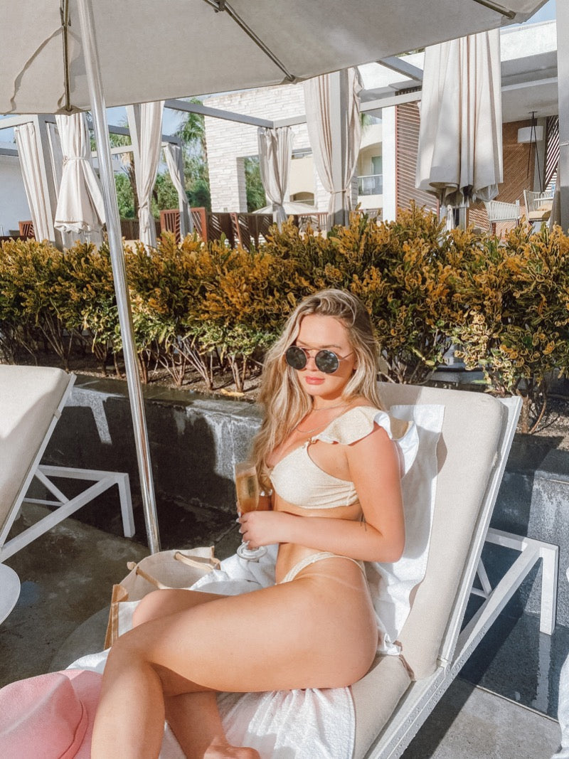 2 ruffles bikini top Jolie top Gold Lurex